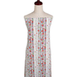 Polyester Chirimen Crepe Small Round Peonies on Ivory (Length) 1=0.25yard