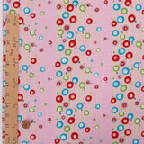 Polyester Chirimen Crepe Small Round Peonies on Pink (Length) 1=0.25yard