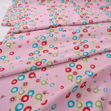 Polyester Chirimen Crepe Small Round Peonies on Pink (Length) 1=0.25yard