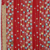 Polyester Chirimen Crepe Small Round Peonies on Red (Length) 1=0.25yard