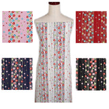 Polyester Chirimen Crepe Small Round Peonies on Red (Length) 1=0.25yard