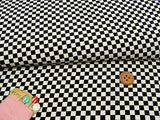 Polyester Chirimen Crepe Ichimatsu Check - Natural/Black (Length) 1=0.25yard