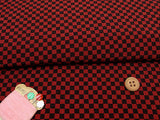 Polyester Chirimen Crepe Ichimatsu Check - Wine/Black (Length) 1=0.25yard