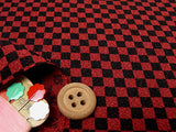 Polyester Chirimen Crepe Ichimatsu Check - Wine/Black (Length) 1=0.25yard