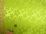 Rinzu Polyester: Reversible Cherry Blossoms on Yellow-Green (Length) 1=0.25yard