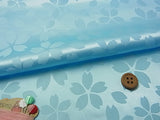 Rinzu Polyester: Reversible Cherry Blossoms on Light Blue (Length) 1=0.25yard