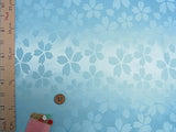 Rinzu Polyester: Reversible Cherry Blossoms on Light Blue (Length) 1=0.25yard