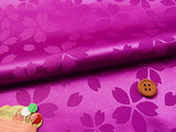 Rinzu Polyester: Reversible Cherry Blossoms on Magenta (Length) 1=0.25yard