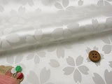 Rinzu Polyester: Reversible Cherry Blossoms on White (Length) 1=0.25yard