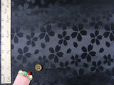 Rinzu Polyester: Reversible Cherry Blossoms on Black (Length) 1=0.25yard