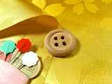 Rinzu Polyester: Reversible Cherry Blossoms on Yellow (Length) 1=0.25yard