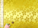 Rinzu Polyester: Reversible Cherry Blossoms on Yellow (Length) 1=0.25yard