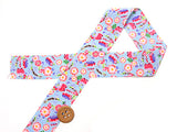 Japanese 1.2in Ribbon: Cherry Blossoms - Blue (Quantity) 1=1yard