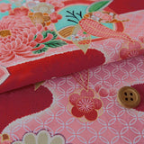 Rinzu Rayon - Mums on Shippo Water Red (Length) 1=0.25yard