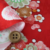 Rinzu Rayon - Mums on Shippo Water Red (Length) 1=0.25yard