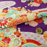 Rinzu Rayon - Mums on Shippo Water Purple (Length) 1=0.25yard