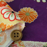 Rinzu Rayon - Mums on Shippo Water Purple (Length) 1=0.25yard