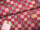 Nishijin-ori Silk Brocade Treasures in Squares (Length) 1=0.25yard