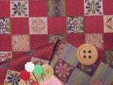 Nishijin-ori Silk Brocade Treasures in Squares (Length) 1=0.25yard