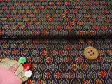 Nishijin-ori Silk Brocade Tatewaku Tiny Flowers - Black (Length) 1=0.25yard