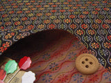 Nishijin-ori Silk Brocade Tatewaku Tiny Flowers - Black (Length) 1=0.25yard