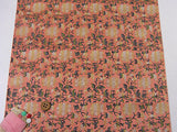 Nishijin-ori Silk Brocade Peony Pattern on Coral Pink (Length) 1=0.25yard