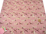 Nishijin-ori Silk Brocade Cranes - Old Rose (Length) 1=0.25yard