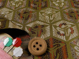 Nishijin-ori Silk Brocade Crane Hexagonal - Green Tea (Length) 1=0.25yard