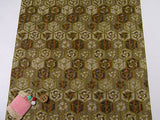 Nishijin-ori Silk Brocade Crane Hexagonal - Green Tea (Length) 1=0.25yard
