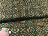 Nishijin-ori Silk Brocade Shippo Joints in Dark Green Tea (Length) 1=0.25yard