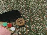 Nishijin-ori Silk Brocade Shippo Joints in Dark Green Tea (Length) 1=0.25yard