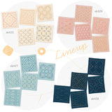 Sashiko Glass Coaster Kit - 5 Traditional Patterns on Light Blue