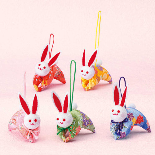 Chirimen Five Color Charms Kit - Rabbits (set of 5)