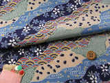 Japanese Flowers & Patterns in Michinaga Design - Blue (Length) 1=0.25yard