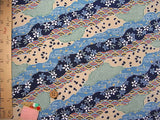 Japanese Flowers & Patterns in Michinaga Design - Blue (Length) 1=0.25yard