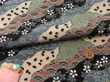 Japanese Flowers & Patterns in Michinaga Design - Black (Length) 1=0.25yard