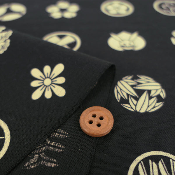 Hand-Printed Fancy Crests in Black (Length) 1＝0.25yard