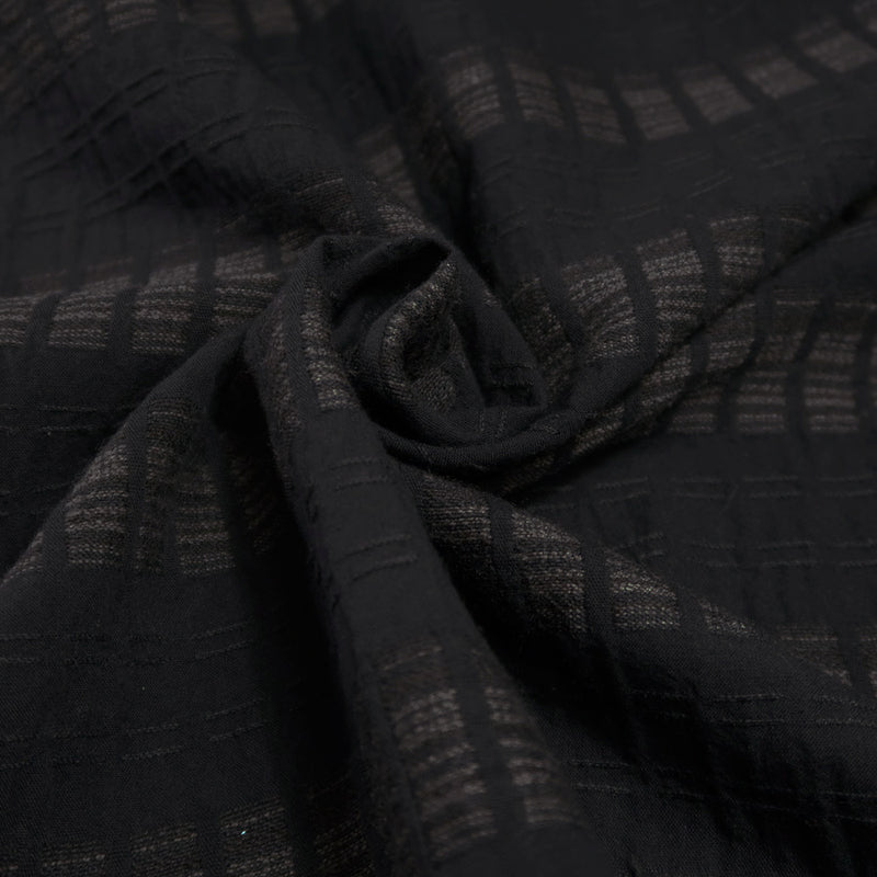 Cotton-Wool Dobby Fabric – Soft Border Stitch -Charcoal Gray (Length) 1=0.25yard