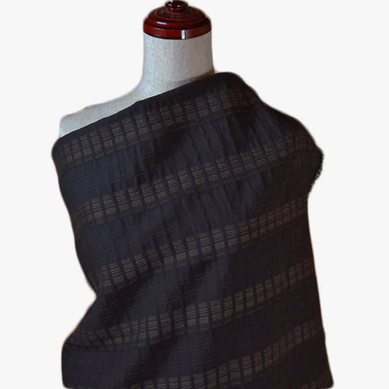 Cotton-Wool Dobby Fabric – Soft Border Stitch -Charcoal Gray (Length) 1=0.25yard