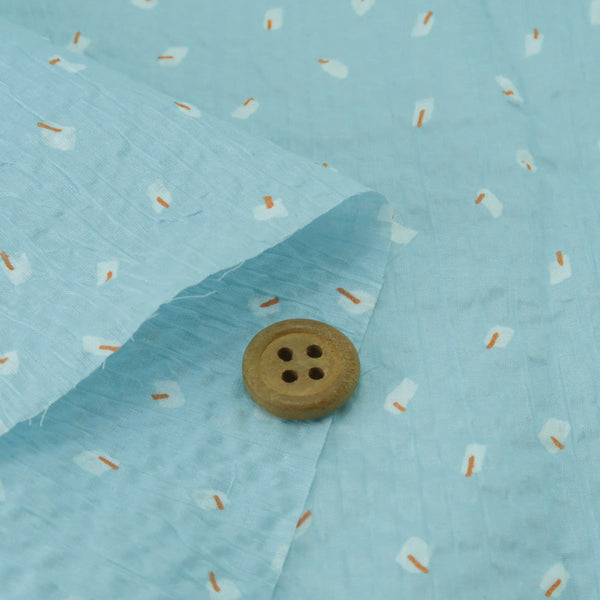 Light Cotton - Subtle Square Pattern Sky Blue (Length) 1=0.25yard