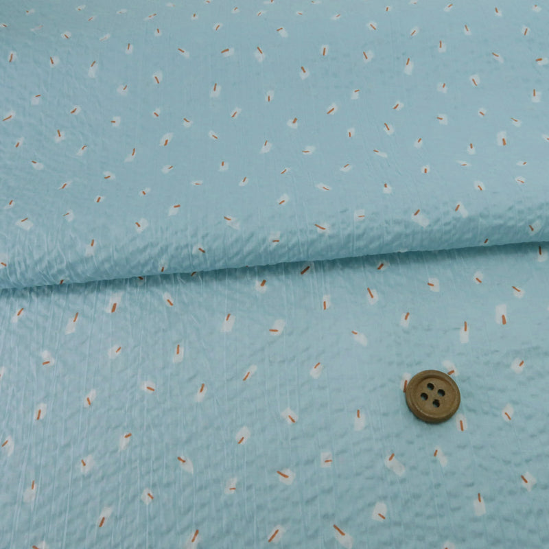 Light Cotton - Subtle Square Pattern Sky Blue (Length) 1=0.25yard