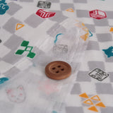 Double Gauze Cotton - Licensed Demon Slayer Checkerboard - Light Gray (Length) 1＝0.25yard