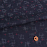 Japanese Ikat Igasuri Style Motif -Navy / Red Accents (Length) 1=0.25yard