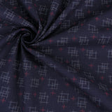 Japanese Ikat Igasuri Style Motif -Navy / Red Accents (Length) 1=0.25yard
