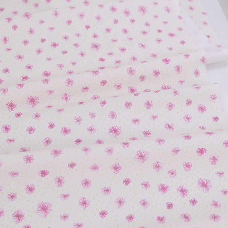 Hand-Drawn Style Floral - Pink Flowers (Length) 1=0.25yard
