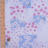 Cherry Blossoms on Square Shikishi Cards - Light Blue (Length) 1＝0.25yard
