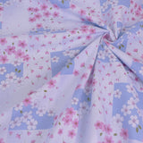 Cherry Blossoms on Square Shikishi Cards - Light Blue (Length) 1＝0.25yard