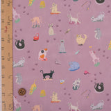Cotton – Free-Spirited Colorful Cats, Dusty Pink (Length) 1＝0.25yard