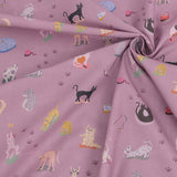 Cotton – Free-Spirited Colorful Cats, Dusty Pink (Length) 1＝0.25yard
