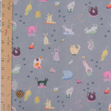 Cotton – Free-Spirited Colorful Cats, Gray (Length) 1＝0.25yard